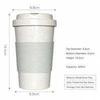 Vente en gros de tasses à café de voyage réutilisables en fibre de blé de 15 oz avec couvercle, qualité alimentaire, sans BPA, résistantes à la chaleur, tasses écologiques pour cadeaux promotionnels