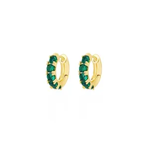 emerald green Fashion Gem Earrings Zircon Emerald 18k Gold Plated Jewelry Crystal Ear Clip Earrings Women