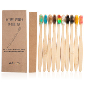 Brosse à dents en bambou pour adultes, poils doux naturels, biodégradable, lot de 10 brosses à dents manuelles pour adultes - Product Image 5