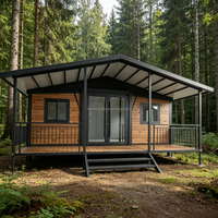 Maison préfabriquée à toit en pente avec terrasse, villa modulaire portable, construction rapide, maison préfabriquée pour habitation, bureau, glamping