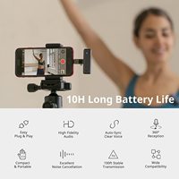 Mikrofon Lavalier Nirkabel untuk iPhone dan Ponsel Android, Mikrofon Kerah Peredam Kebisingan 2.4GHz Plug and Play untuk YouTube TikTok Vlog Live