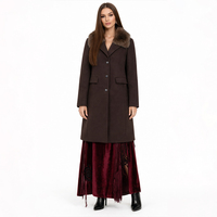 Manteau en laine pour femme avec col en fausse fourrure - Élégante veste longue d'hiver à simple boutonnage pour le bureau et le quotidien - Logo personnalisé