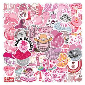 55Pcs Pink Disco Cowgirl Graffiti <strong>Stickers</strong> for Bottle Book Decor Cute Girl <strong>Preppy</strong> Boot <strong>Sticker</strong> - Product Image 1