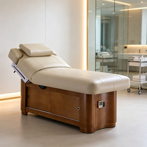 Modern Electric Spa Beauty Bed with Adjustable <b>Leg</b> Backrest Facial <b>Massage</b> Table Wooden Frame for Hotel Use - Product Image 5