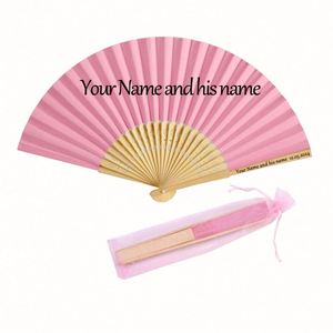 Éventail pliant traditionnel chinois pour mariage, en soie et bambou, blanc, personnalisé, artisanal, souvenir, éventails à main - Product Image 3