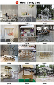 Chariot à gâteau décoratif en acier inoxydable doré pour mariage, anniversaire, fête, avec roues mobiles - Product Image 5