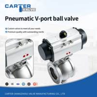 Vanne à boisseau sphérique pneumatique à port en V WCB CF8M à double action, à siège métallique, pour le contrôle de débit de produits chimiques à haute viscosité, ANSI API OEM