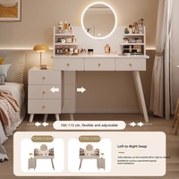 Table de toilette moderne en bois massif haut de gamme pour chambre d'hôtel, petit espace, nouveau modèle 2025, coiffeuse miroir tout-en-un, bureau de maquillage, table de chevet
