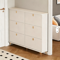Armoire à chaussures extensible à 3 niveaux en bois minimaliste, personnalisable, avec porte rabattable, entrée de maison, grande capacité, gain de place