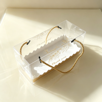 Boîte à gâteau transparente personnalisable IMEE, boîte cadeau portable avec poignée en corde dorée, parfaite pour l'emballage de pâtisseries et de desserts