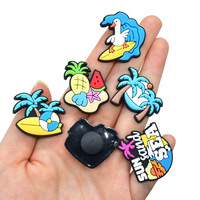 Accessoires de chaussures en PVC souple pour l'été : Breloques de plage animales de dessin animé (Pingouin & Canard) pour sabots – Décorations de surf pour la plage
