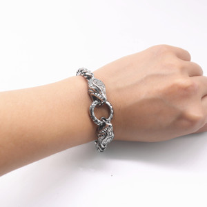 Yunnique Pulsera de cadena con cabeza de serpiente, plata tibetana, unisex, diseño de animales, joyería de regalo - Product Image 4