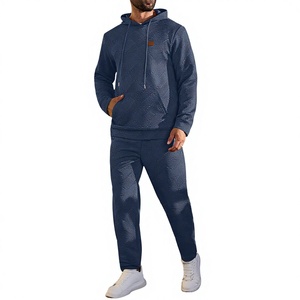 Ensemble de survêtement en tricot jacquard 2 pièces pour homme, bleu foncé, style streetwear décontracté, Birlag Sports - Product Image 3