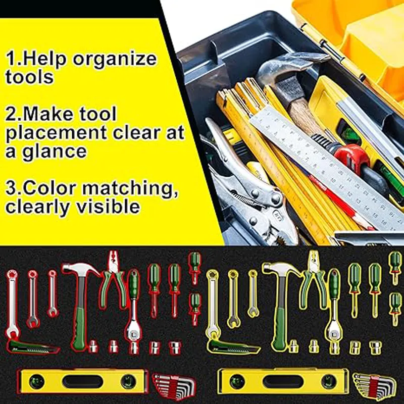 Custom EVA Foam Tool Organizers Adjustable Tool Box Liner Inserts Foam Non Slip Liner Mat for Tool Box Drawers Cabinet Chest