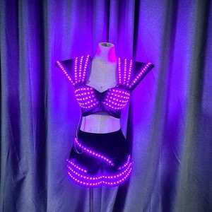 Conjunto de Ropa Luminosa LED Multicolor, Sujetador Luminoso, Chaleco, Pantalones Cortos Sexys, Disfraz Brillante para Espectáculos, Fiestas - Product Image 1