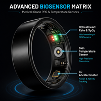 Bague connectée en acier inoxydable, étanche, avec suivi de la fréquence cardiaque, de l'oxygène sanguin, du sommeil et de l'activité, contrôle par application