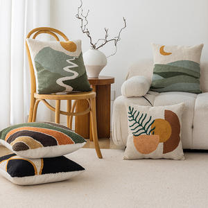Nordic Abstract Geometric <b>Cushion</b> Cover Square Embroidered Polyester Cotton Pillowcase For Home Decor Living Room Bedroom - Product Image 1