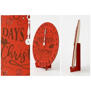 Calendario de Adviento Redondo de Madera, Calendario de Cuenta Regresiva Navideña, Decoración Festiva Reutilizable para Mesa - Product Image 3