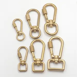 Solid Brass Carabiner With Screw Swivel Spring Snap Hook With Lock Swivel Snap Clasp For Pet Leash