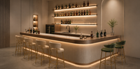Table de bar moderne en acier en forme de L, pliable, résistante à l'eau, durable, écologique, facile à nettoyer, pour usage commercial et domestique