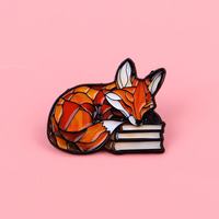 Pin Logam Grosir Motif Kartun Beruang Lucu, Pin Enamel Kutipan, Pin Buku Rubah, Lencana untuk Ransel, Pakaian, Bros, Aksesoris