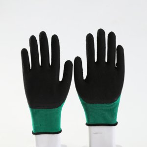 ถุงมือนิรภัยทำงานทำจากผ้าป้องกันไฟฟ้าสถิตสำหรับงานอุตสาหกรรมเคลือบยางโฟม CE ที่ผ่านการรับรอง - Product Image 1