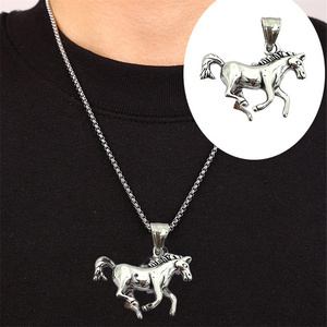 Collar con Colgante Vintage <span class=keywords><strong>de</strong></span> Acero Inoxidable para Hombre, Caballo Occidental, Unicornio Gótico, Pegaso, Gancho <span class=keywords><strong>de</strong></span> Pesca Maorí, Joyería Punk al por Mayor - Product Image 2
