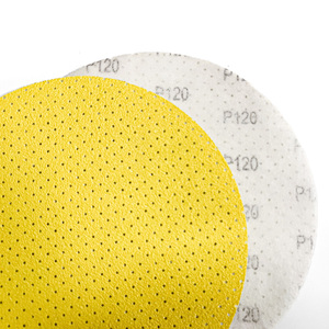 Disco de Lija Perforado <span class=keywords><strong>Amarillo</strong></span> de Grado Industrial de 225 mm con Gancho y Bucle para Pulir Masilla y Acabado de Superficies - Product Image 3