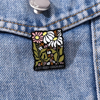 Pin Esmaltado Retro con Diseño de Flor de Margarita, Broche Motivacional con la Frase 'Just Keep Growing'