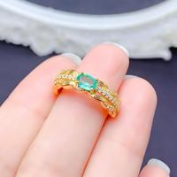 Factory Wholesale 925 Sterling Silver Natural Emerald Luxury Vintage Custonm Minimaist 18k Gold Plated Jewelry Ring