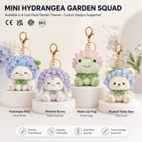 Gantungan Kunci Boneka Kucing Hydrangea Kustom Bunga Putih Dengan Tudung Bunga Hydrangea 3D Bordir Logo Kustom Kotak Hadiah Cetak