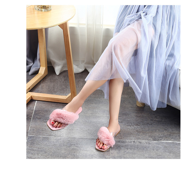 New Furry Slippers Women Fashion Non-slip Warm Soft Sole Slipper Sandals