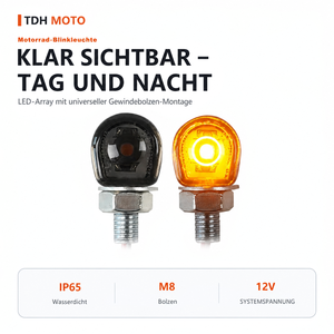 Mini Motorfiets Richtingaanwijzer Zinklegering Blinker 1.24W 12V IP65 Waterdicht M8 Bolt Universele LED Indicator Scooter Universal Fit - Product Image 5