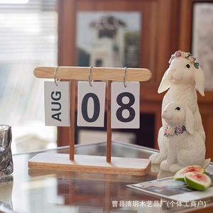 Wooden <b>Calendar</b> Stand With Pen Holder Simple Solid Wood Flip <b>Calendar</b> For Office Desk Student Stationery - Product Image 5