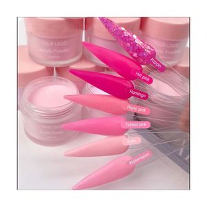 Poudre acrylique de trempage professionnelle personnalisée à marque privée, 2000 couleurs, rose nude, paillettes, <span class=keywords><strong>pour</strong></span> nail art - Product Image 1