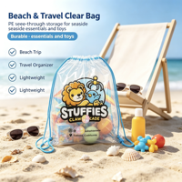 Sac à dos transparent personnalisé en PE avec cordon de serrage, sac en plastique transparent à cordon pour jouets d'enfants, machine à griffes, emballage cadeau