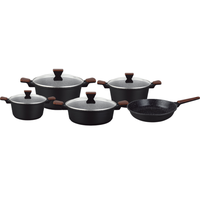 Ucc-Life Classic Batterie de cuisine 9 pièces avec fond d'induction écologique Ustensiles de cuisine en métal avec couvercle en verre trempé