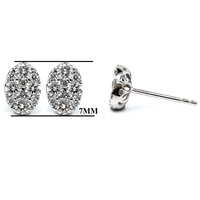 Conceptions de bijoux fins sur mesure en or blanc 18 carats SI diamant ovale cluster boucles d'oreilles fiançailles fête de mariage