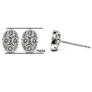 Conceptions de bijoux fins sur mesure en or blanc 18 carats SI diamant ovale cluster boucles d'oreilles fiançailles fête de mariage - Product Image 2