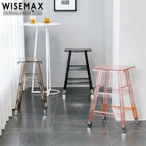 WISEMAX 가구 레스토랑 가구 현대 고급 플라스틱 바 의자 의자 의자 다이닝 바 용 투명 아크릴 다이닝 체어