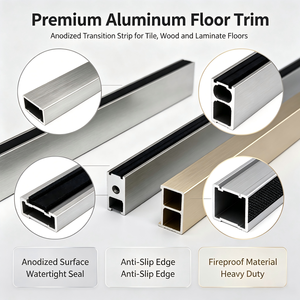 Profilo in Alluminio per Giunti di Dilatazione Pavimenti Laminati con Inserto in Gomma EPDM, Striscia di Transizione Impermeabile Anodizzata per Pavimentazioni Alberghiere - Product Image 1