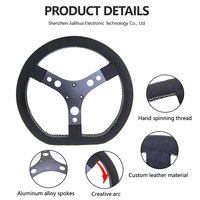 Volant sport de drift 14 pouces (350 mm) en cuir suédé avec surpiqûres blanches pour tuning de voitures JDM – Meilleures ventes