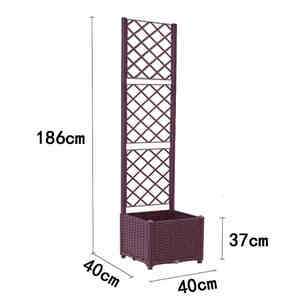 Jardinera Elevada para Plantas de Exterior con Rejilla Marrón y Tapón de Drenaje, con Macetas Grandes - Soporte Integrado para Plantas Trepadoras - Product Image 2