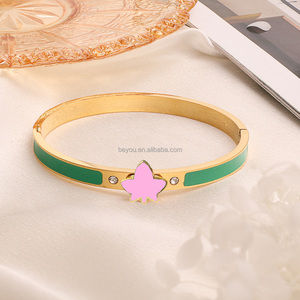 Bracciale braccialetto in acciaio inossidabile edera personalizzato in acciaio inossidabile rosa verde gioiello da <span class=keywords><strong>donna</strong></span> gioiello in smalto acero edera braccialetti braccialetto - Product Image 2