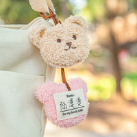 Pendentif Tête d'Ours Mignon en Peluche Rembourrée de Coton PP Doux, Jouet Personnalisé avec Nom d'Enfant, Porte-clés Décoratif pour Sac