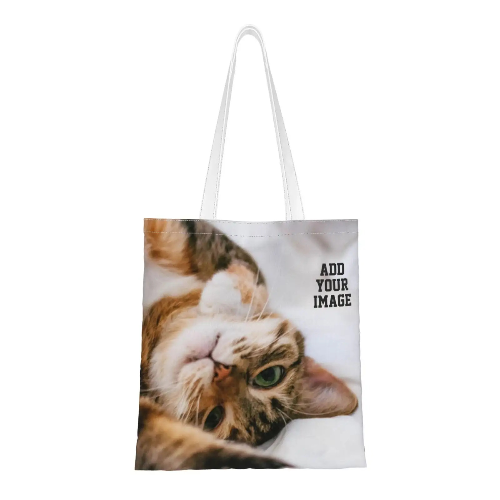 Custom Sublimation Cat Print 27 X34 CM 12oz Heavy Duty Women's Vintage Poly Canvas Tote Bag