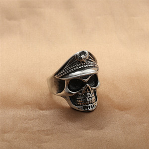 Skull <b>Ring</b> Men's <b>Titanium</b> Steel Silver Retro Punk Style Jewelry Gift 280660 - Product Image 2