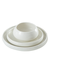 Service de table en porcelaine blanche de qualité supérieure, assiettes à dessert et bols à soupe en céramique vernissée, vaisselle pour la maison