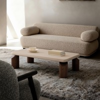 Table basse de salon moderne de style Wabi-Sabi en gros avec plateau en peinture minérale ciment et pieds en bois de noyer GRC