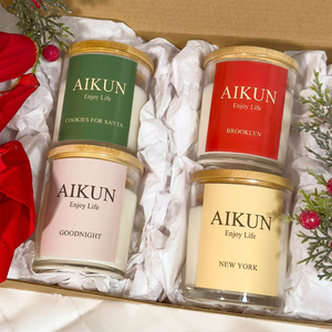 AIKUN Handmade Soy Wax Gift Set Scented Glass Jar 40-60 Hours Burn Time <b>Box</b> Glass Candle Set for Christmas Decor - Product Image 1